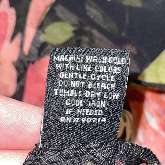 MSK Sheer Floral Faux Wrap Midi Dress Ruffle Neck 6 - Picture 11 of 17